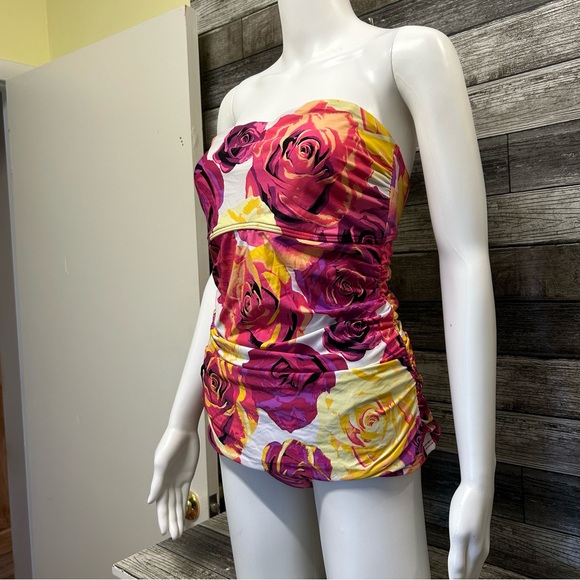 Jantzen 2pc Fuchsia Pink Rose Tankini Top Bikini Bottom Swimsuit Size 12 - Picture 8 of 10